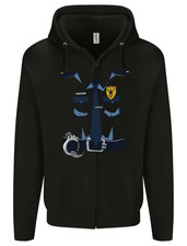 Police Fancy Dress Costume Outfit Stag Do Mens Zip Up Hoodie