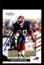 Signed Football Card Auto Donte Whitner 2007 Score #143 Buffalo Bills