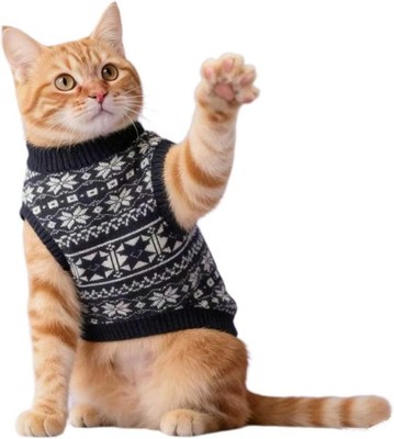 Cat Jumpers for Cats Only-Soft Warm Knitted Cat Sweater,Fair Isle Cats Jumper(M)