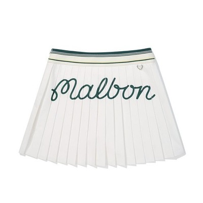 Genuine Malbon Golf Womens Back Pleated A-Line Skirt OFF WHITE