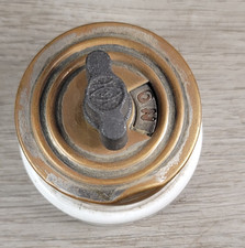 Antique Hart & Hegeman Rotary Light Wall Switch Metal and Porcelain 2.5" Dia.