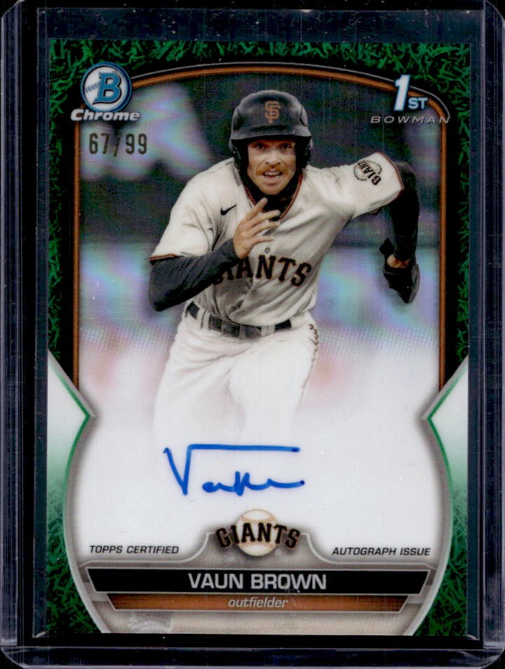 2023 Bowman Vaun Brown Chrome Auto Grass Green Refractor 1st #67/99