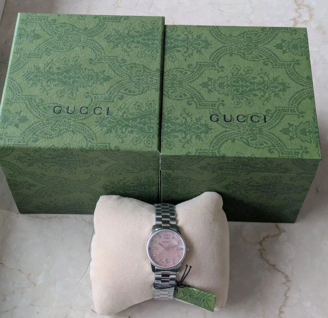 Montre bracelet GUCCI G Timeless diamant rose coquille argent YA1265062 en acier inoxydable