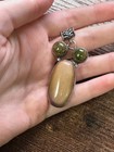 VTG Sterling Silver Large Pendant Oval Agate Stone & Green Stone Accents 12.8g — photo 6