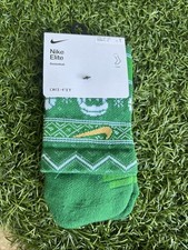 Nike Elite Womens Christmas Crew Socks Small 4-6 Green Basketball Youth 3y-5Y