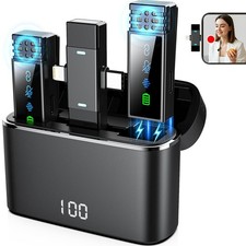 2 Pack Wireless Lavalier Microphone for iPhone iPad Android, Active Noise Red...