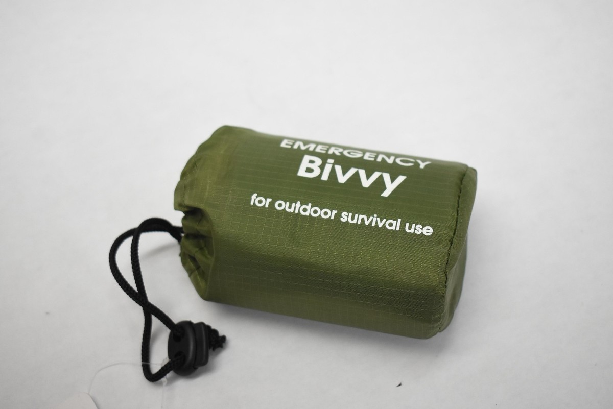 Emergency Bivvy Sleeping Bag Survival 84x36 Green Mylar Whistle