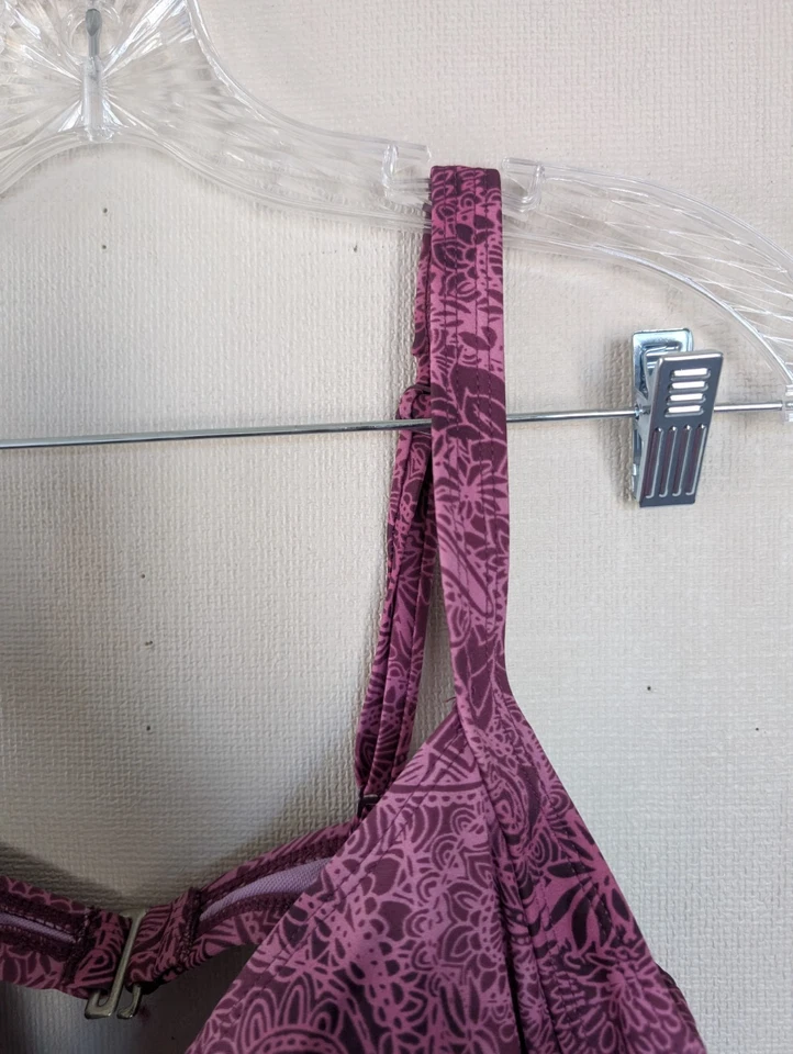 Athleta Bikini Top Womens 34DDD Pink Purple Paisley Floral Underwire Swimwear - Image 4 of 4