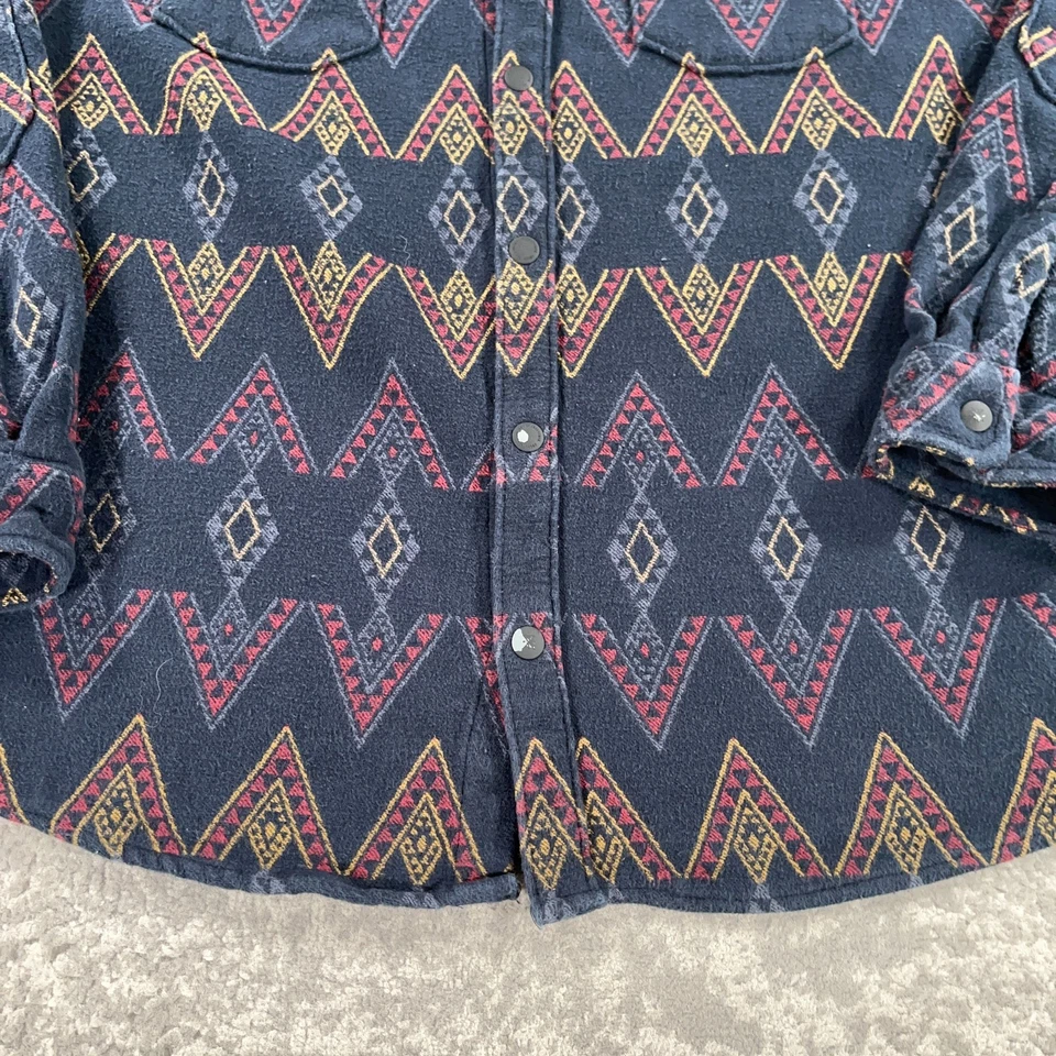 Roark Shirt Jacket Mens Large Blue Aztec Flannel Manawa Tapu Snap Button Hiking - Image 3 of 4