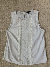 Banana Republic Light Blue Sleeveless Lace-Trimmed Shell Top Tank Blouse Size S