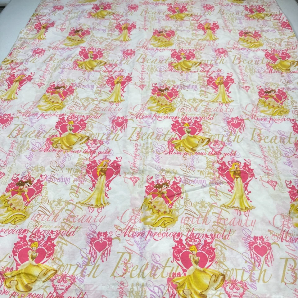 Disney Sábana Completa Plana Mezcla Algodón Oro Rosa Princesa Belle Cenicienta Foto 3 de 4