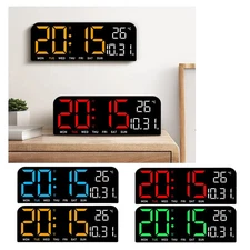 10-inch LED Digital Wall Clock Temperature Date Week Display Table Dual Alarm US