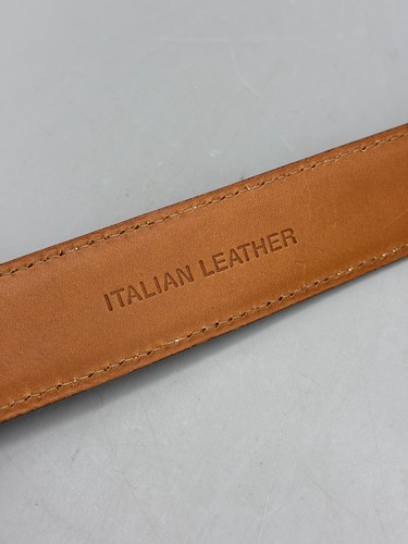Polo Ralph Lauren Men Dress Belt 36 Brown Leather Pewter Buckle Formal Luxury - Picture 8 of 11