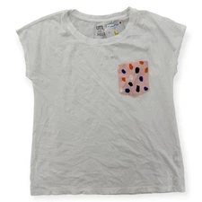 Uniqlo X Dusen Dusen T Shirt Womens Small White Geometric Pocket Casual Tee NWT
