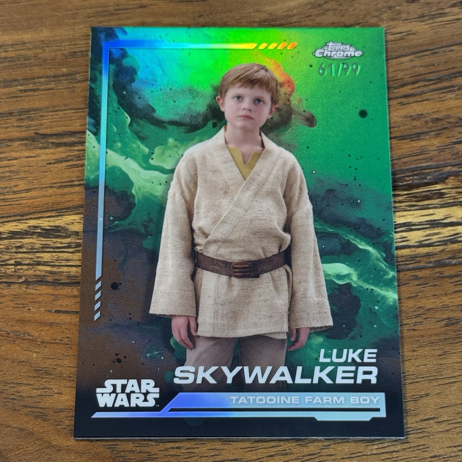 Luke Skywalker 2024 Topps Chrome Star Wars GREEN 61/99 Refractor Card #70