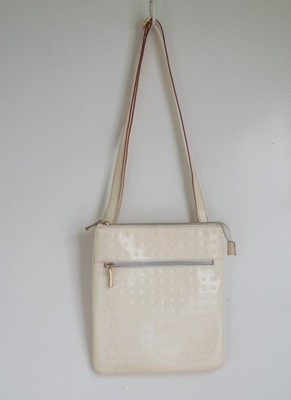 Arcadia women ivory patent leather cross body medium size purse ITALY