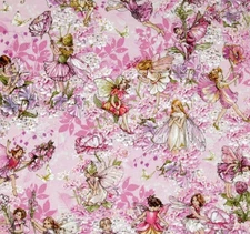 Michael Miller Pink Flower Garden Fairy Cotton Quilt Fabric by the Yard 