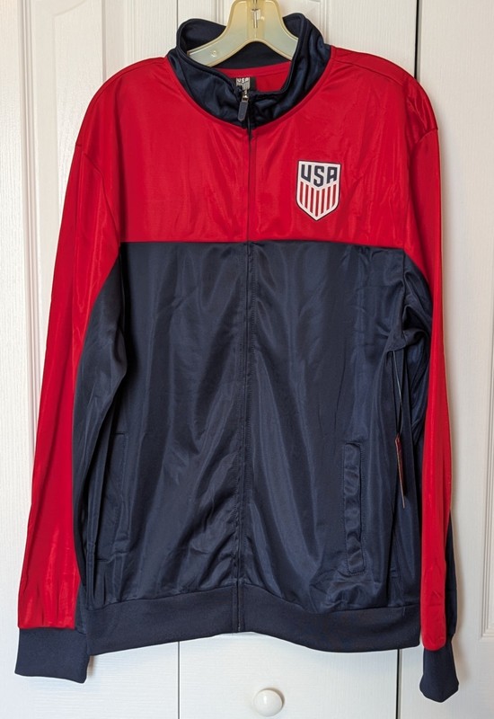 Official USA United States Soccer Jacket   Navy/Red Men's Size L   NWT