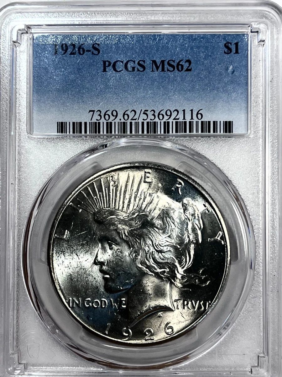 25+ Silver MS 62 Graded 1926 Year Peace Dollars (1921-1935) for