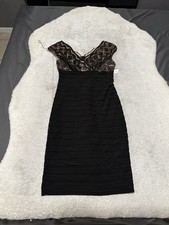 Dressbarn Lace Bodice Banded Sheath Sleveless Dress Sz 4 Black