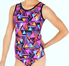 Snowflake Designs Gymnastics Leotard Geometric Print Mesh Back Size CM