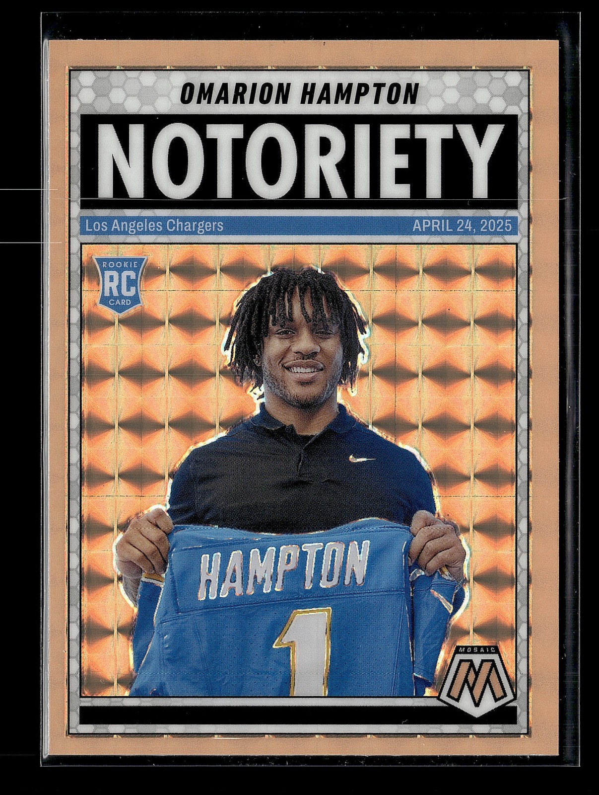 2025 Panini Mosaic Omarion Hampton Notoriety Mosaic Orange Fluorescent #20