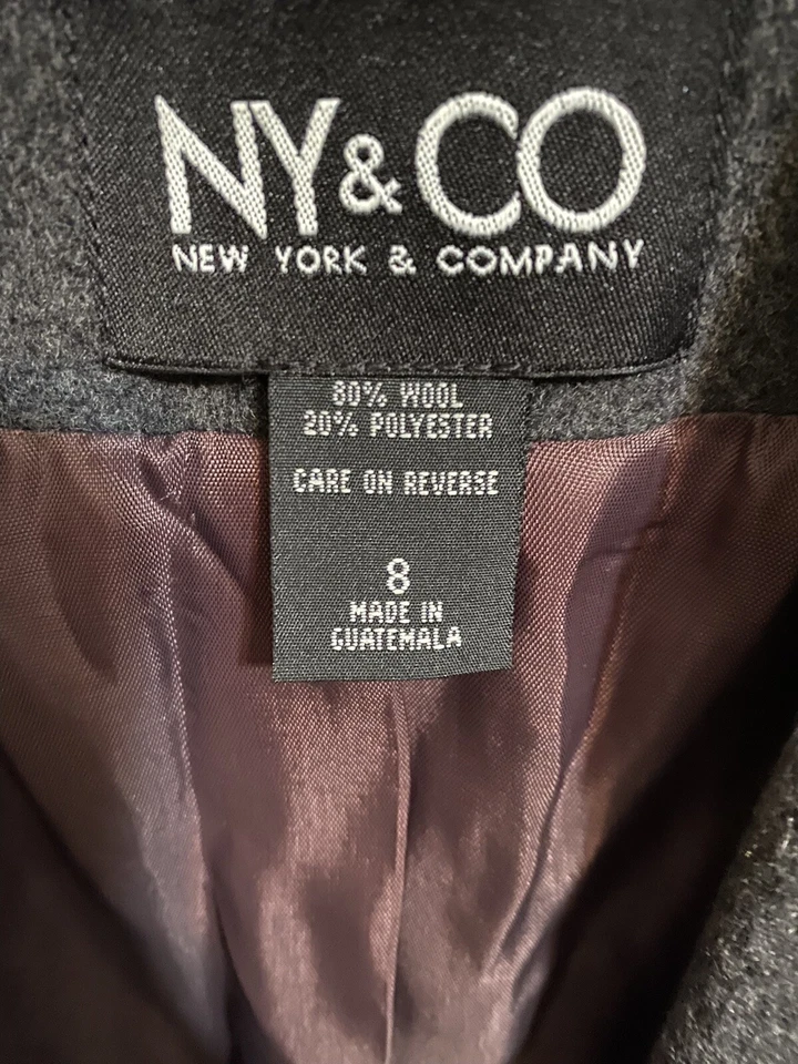 New York & Co. Размер 8 женщин серый с подкладкой шерсти Blazer куртка с Ярлыками NY & CO - Изображение 3 из 4