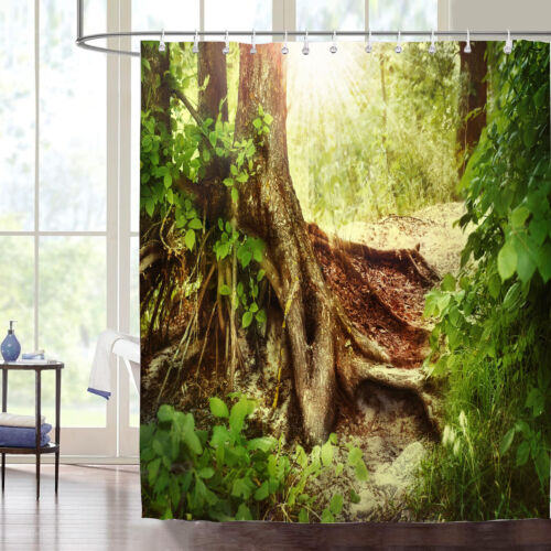 Waterproof Polyester Scenic Fabric Shower Curtain for Bathroom +12HOOKS - Foto 10 di 29