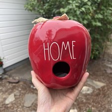 RAE DUNN Red Apple Birdhouse HOME Ceramic