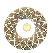 NEW LUXE SET OF 6 WHITE,METALLIC GOLD SHELL SHAPE PATTERN DINNER,SALAD PLATES