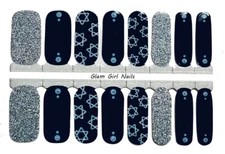Hanukkah Sparkle Glitter Nail Polish Strips / Nail Wraps / Nail Stickers