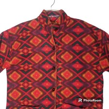 Vintage Southwestern Aztec Fleece Jacket Shacket Womens Size S/m Western Cowgirl