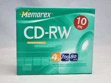 Memorex CD-RW 10 Pack 4X 700MB 80 Min Compact Discs Rewritable - New
