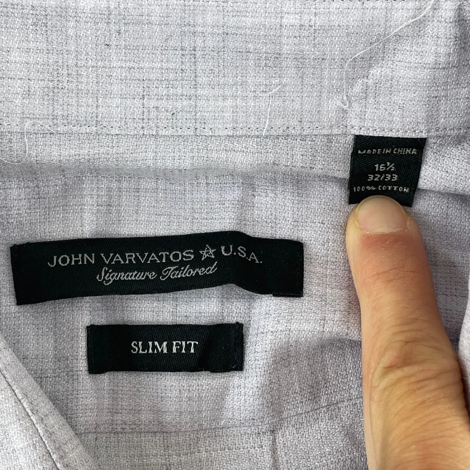 John Varvatos Shirts Men 16.5 32/33 Large Multi Slim Fit Long Sleeve Lot of 3 - Image 3 of 4