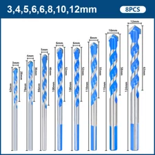8pcs Masonry Drill Bits Set for Tile Brick Cement Glass Concrete Wood 3-12mm