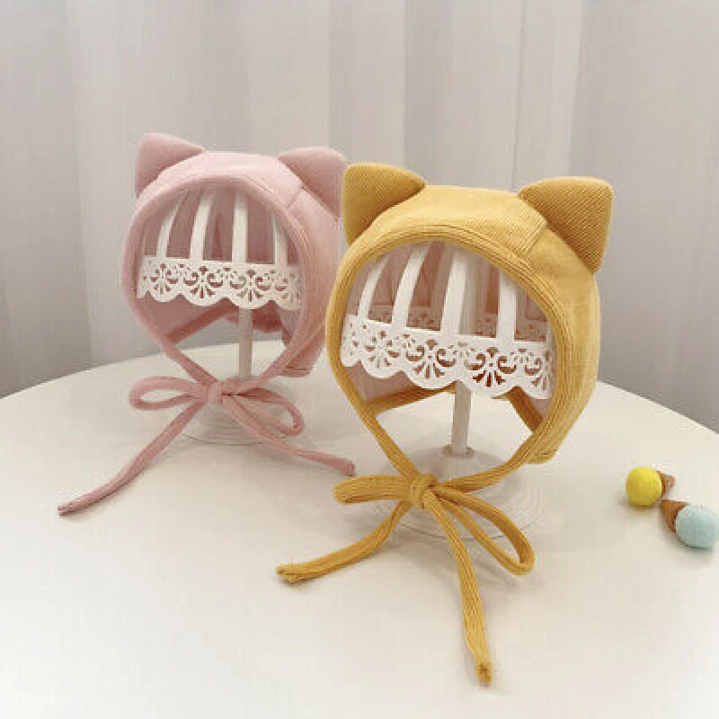 Sombrero de invierno para bebé gorra tejida infantil forrada de lana con oreja de gato para niño pequeño niño niña Foto 2 de 4