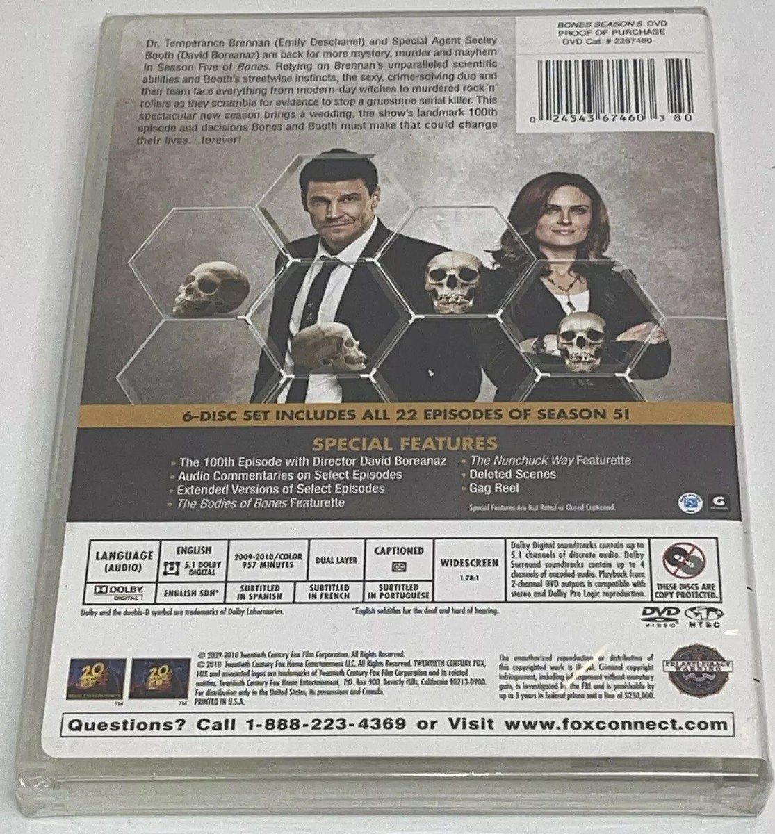 Bones: Complete Fifth 5th Season (DVD 2010, 6-Disc Beyond The