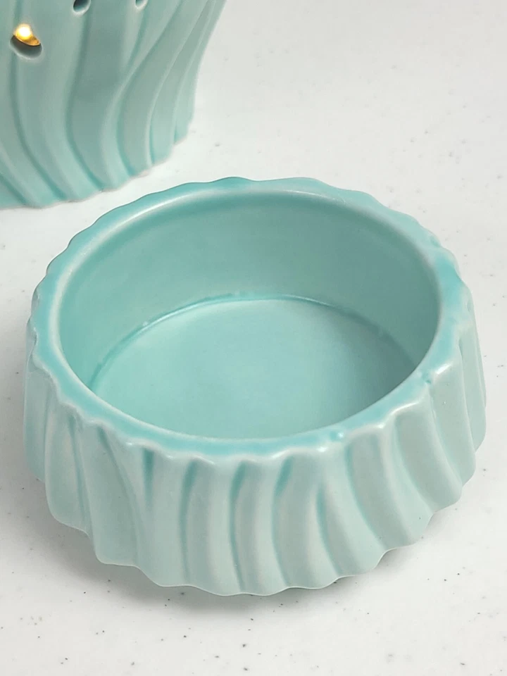 Aquecedor elétrico de vela PartyLite turquesa à beira-mar cerâmica cera derretida - Imagem 4 de 4