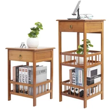 Bedside End Table Living Room Sofa Side Plant Stand Storage Drawer Nightstand