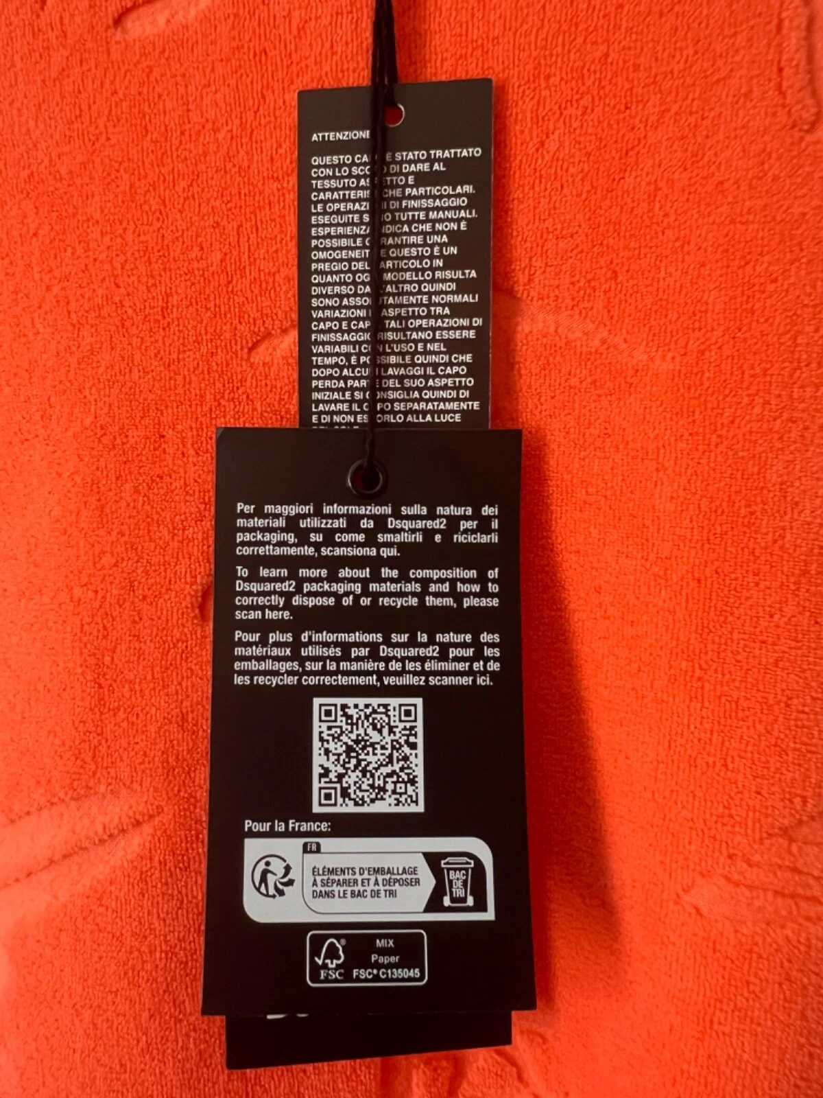 DSQUARED2 abito arancione surfista asciugamano linea A taglia XS PREZZO DI LISTINO £360