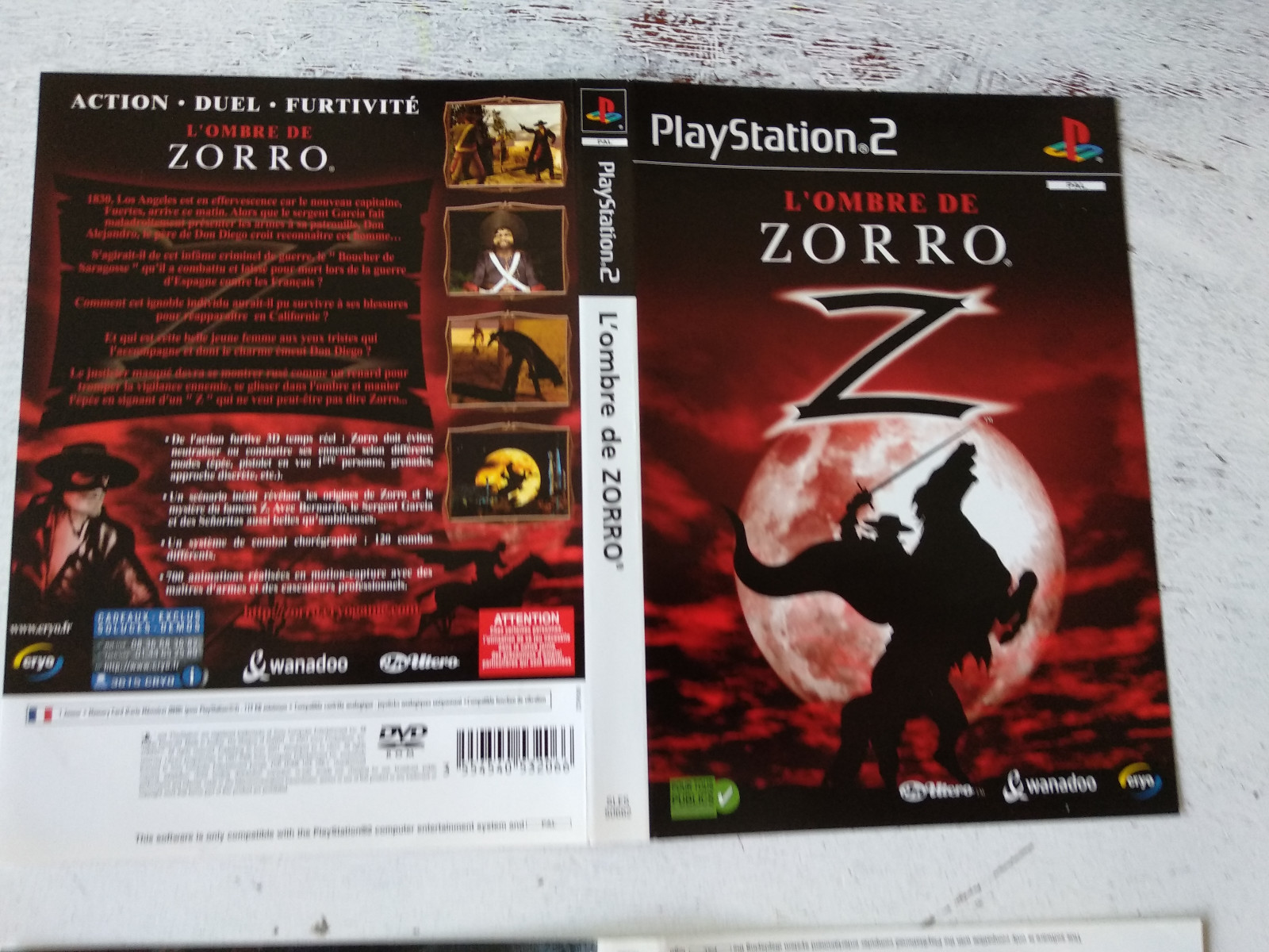 Jaquette/Front-Back cover L'ombre de zorro Sony Playstation PS2 FR