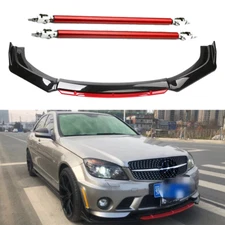 Front Bumper Lip Body Kit Splitter Spoiler Glossy Black Red For Mercedes-Benz