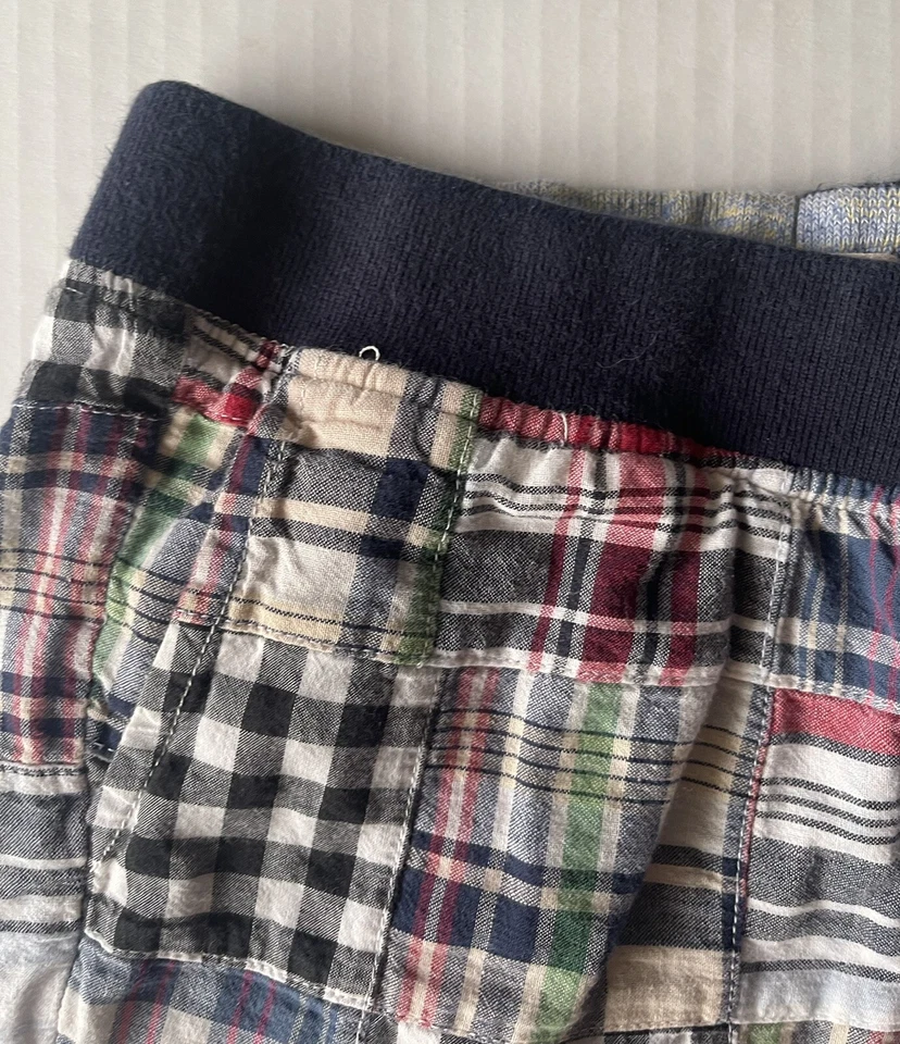 Peek Shorts Boys L 10 Patchwork Navy Blue Red White Stretch Waist - Image 3 of 4