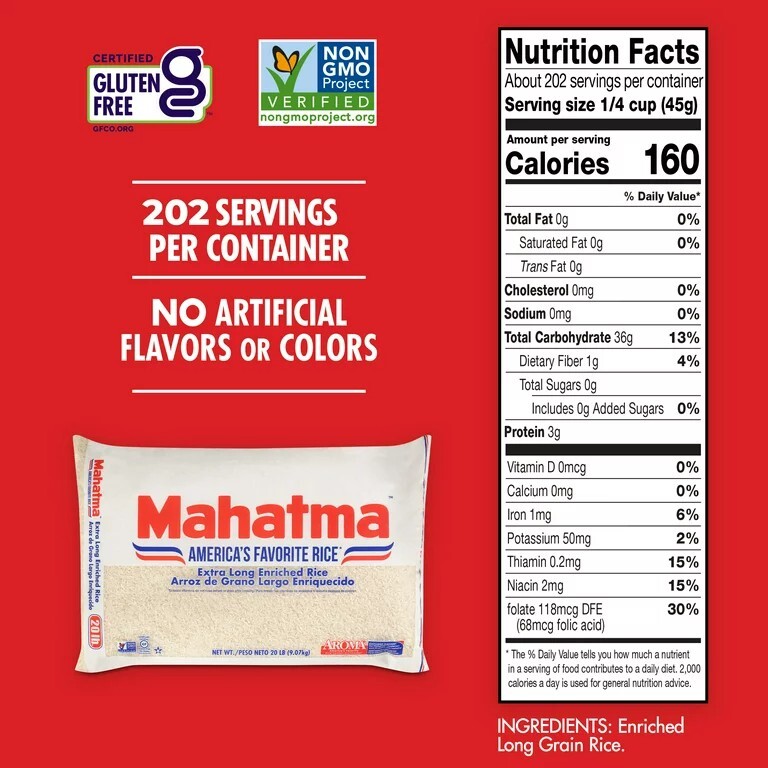 Mahatma Enriched Extra Long Grain White Rice 20 lb Bag, eBay