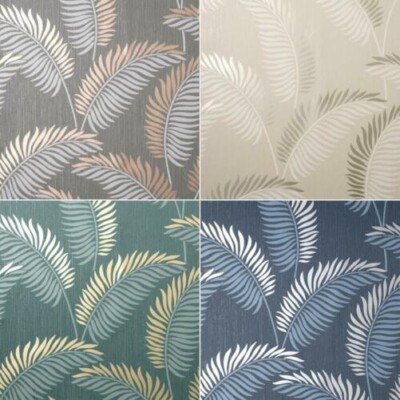 Fine Decor Cascade Leaf Wallpaper Tropical Metallic Fern Leaves - Various Colors