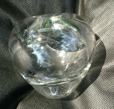 RARE Holmegaard COLORLESS crystal art glass vase signed PL 1957 made in Denmark