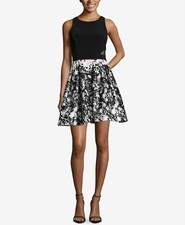 $380 Xscape Women's Black Sleeveless Mesh-Fit Crew Neckline Formal Dress Size 10