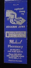 1960s Medical Pharmacy Prescriptions 1201 Ebenezer Road Rock Hill SC York Co MB