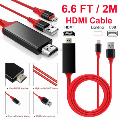 For iPhone 12 Mini/Pro/Pro Max Mirroring HDMI Cable Phone to TV 4K HDTV Adapter