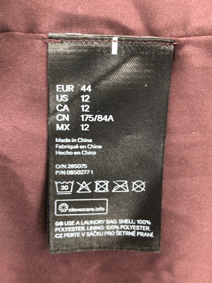 Falda H&M para mujer 12 granate con volantes forrada línea A midi Foto 4 de 4
